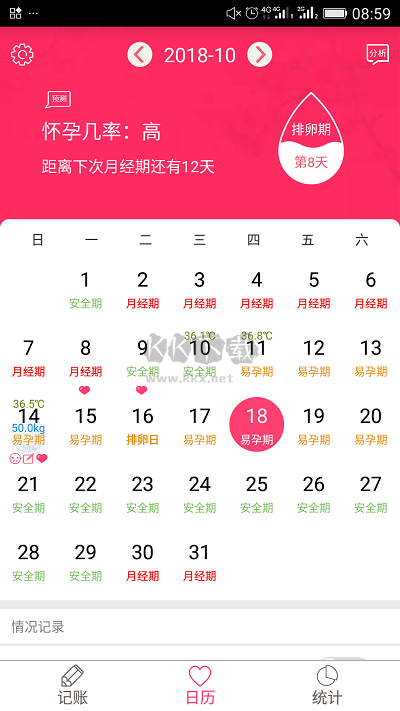 排卵期安全期日历APP截图2